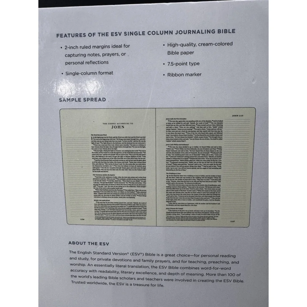 Single Column‎ Journaling Bible Classic Black Hardcover ESV Bibles By Crossway